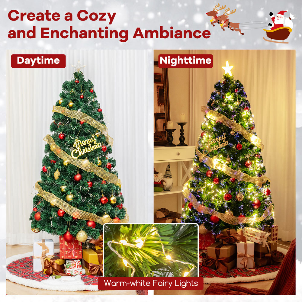 Costway 18 String Light Fibre Optic Pre-Lit Artificial Christmas Tree 5ft Image 8