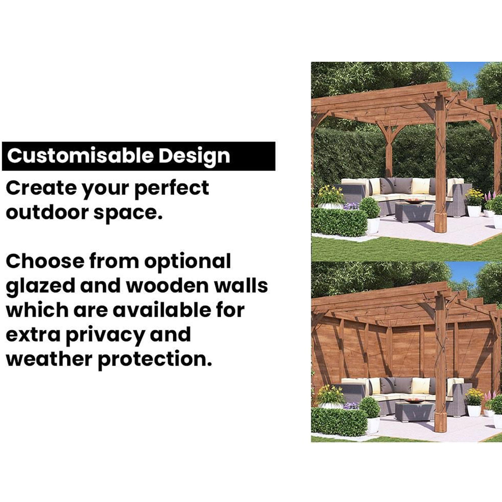 Dunster House Leviathan 3 x 3m Brown Wooden Plant Frame Pergola Image 6