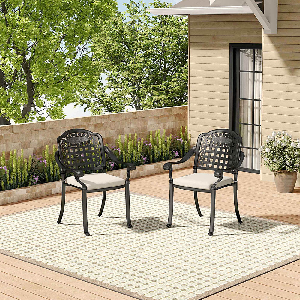 Living and Home Set of 2 Grey Aluminium Dining Chair with Cushions Image 7