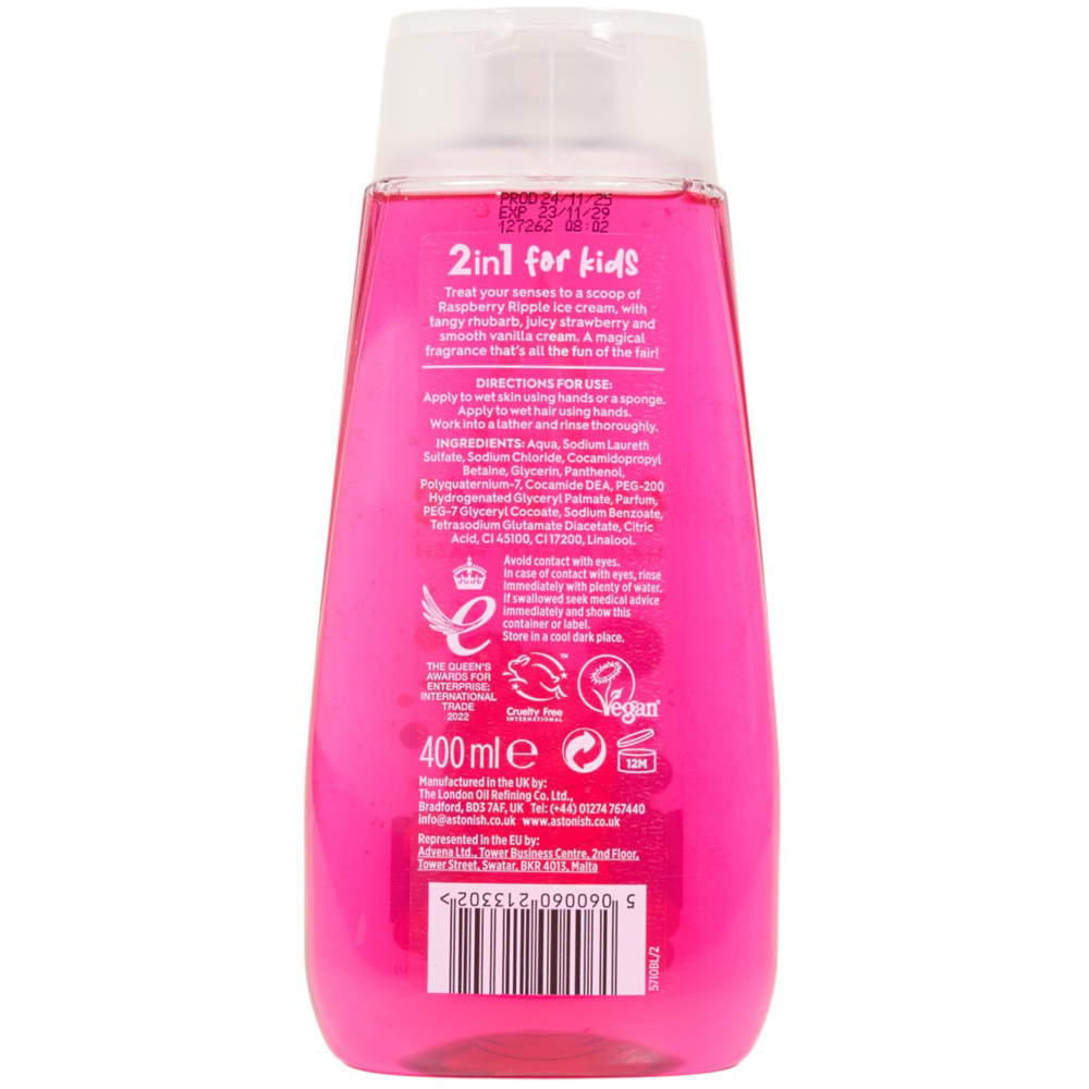 2-in-1 Raspberry Ripple Hair and Bodywash for Kids - Pink Image 2