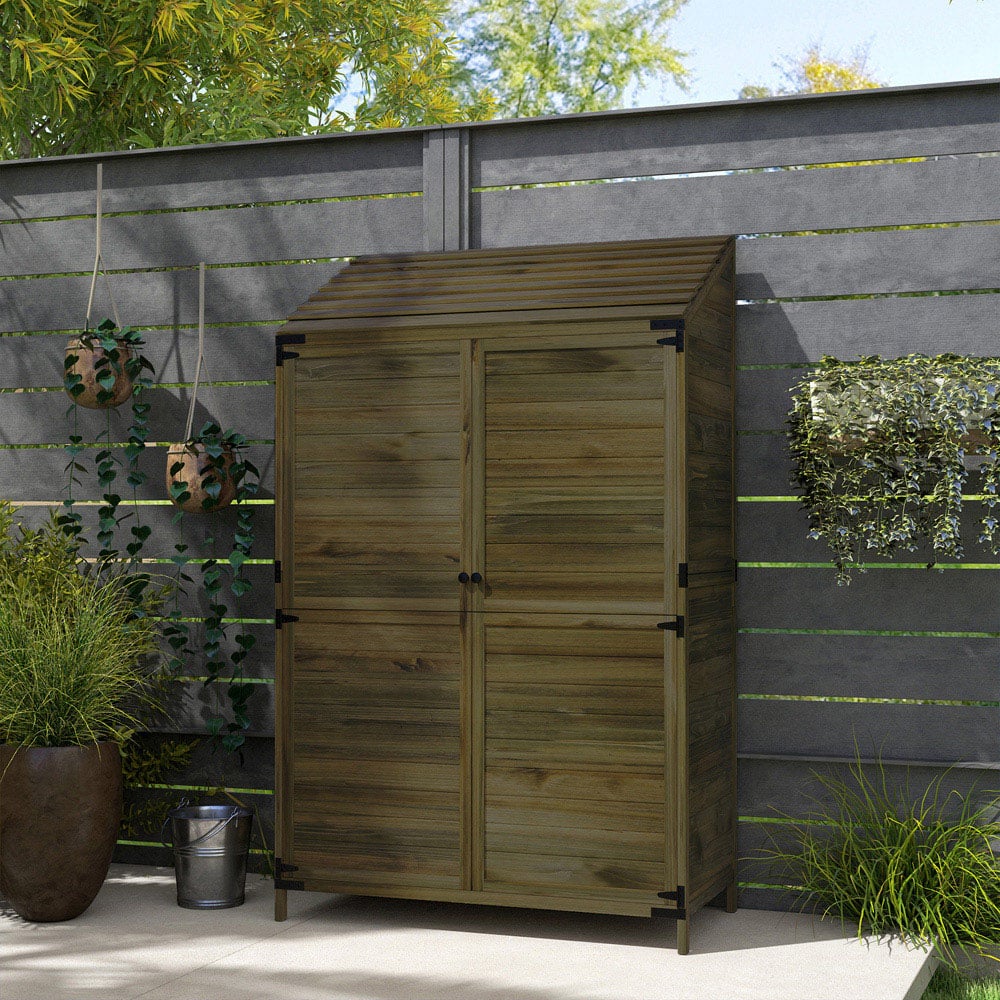 Outsunny 1.7 x 3.3ft Green Wooden Garden Storage Shed Image 2