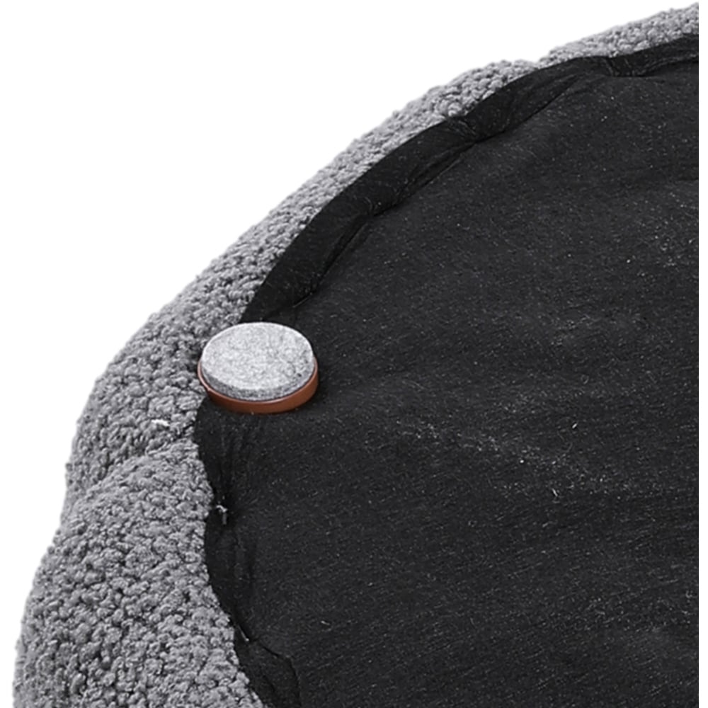 Living and Home Grey Channel Upholstered Round Ottoman Footstool Image 7