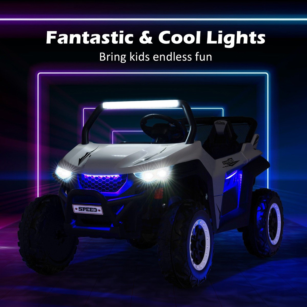 Costway White 2 Seater Battery Powered Electric Kids Ride on UTV Car Image 4