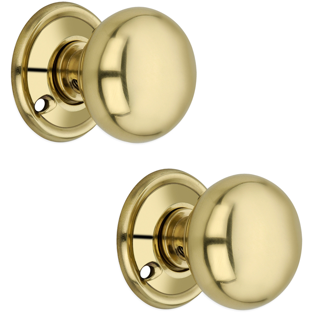 Spira Brass Polished Brass Cottage Small 40mm Rim and Mortice Door Knob 2 Pack Image 1