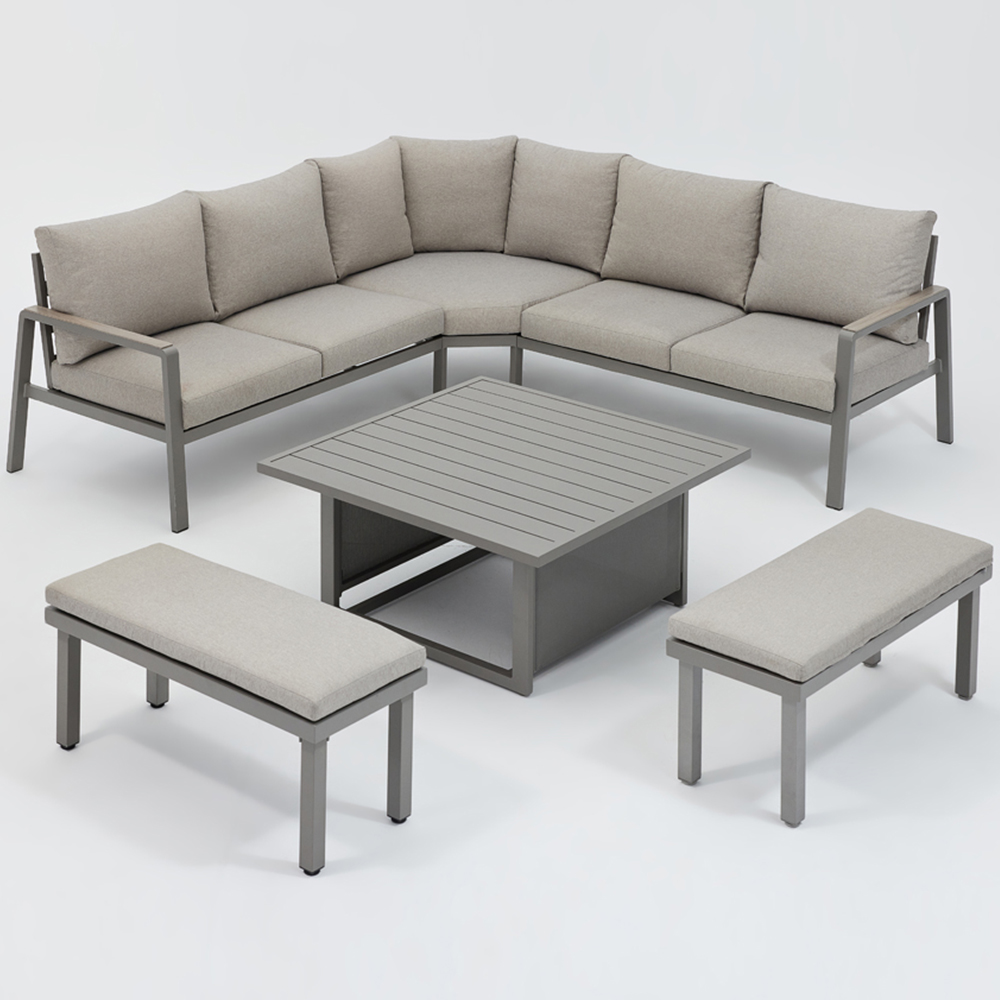 Home Detail Bora 9 Seater Grey Corner Garden Sofa Set with Polywood Rising Table Image 2