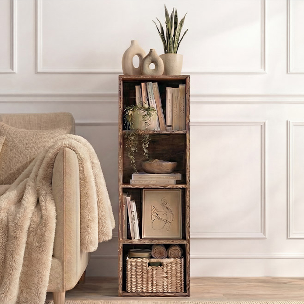 VIDA DESIGNS Oxford 4 Shelf Dark Wood Cube Bookcase Image 3