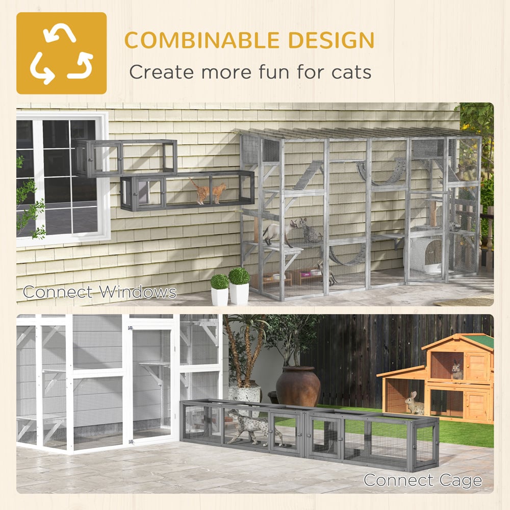 PawHut 250cm Extra Long 8 Door Wooden Cat Tunnel Image 4