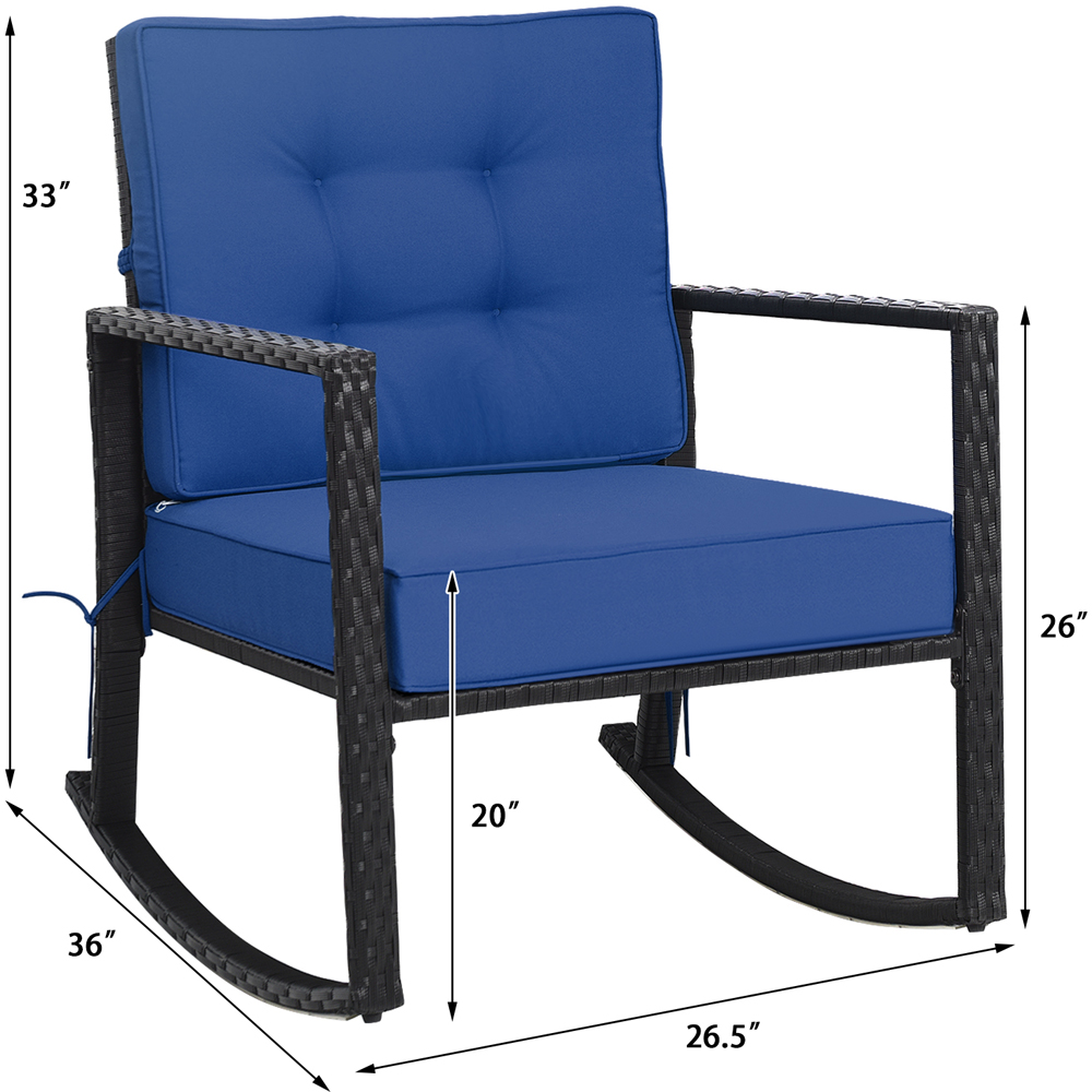 Costway Navy Rattan Rocking Chair Image 9