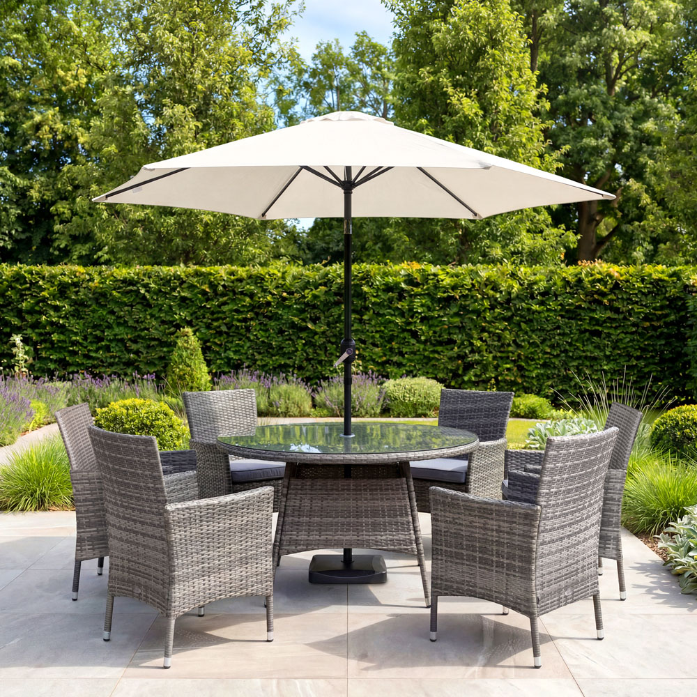 Charles Bentley Cream Metal Crank and Tilt Parasol 2.7m Image 2