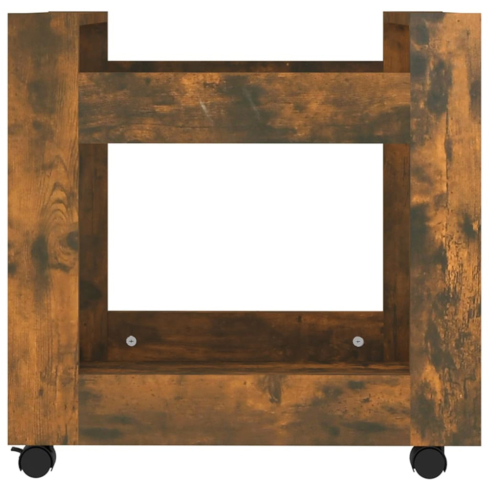 vidaXL 2 Shelf Smoked Oak Wooden Desk Trolley Image 5
