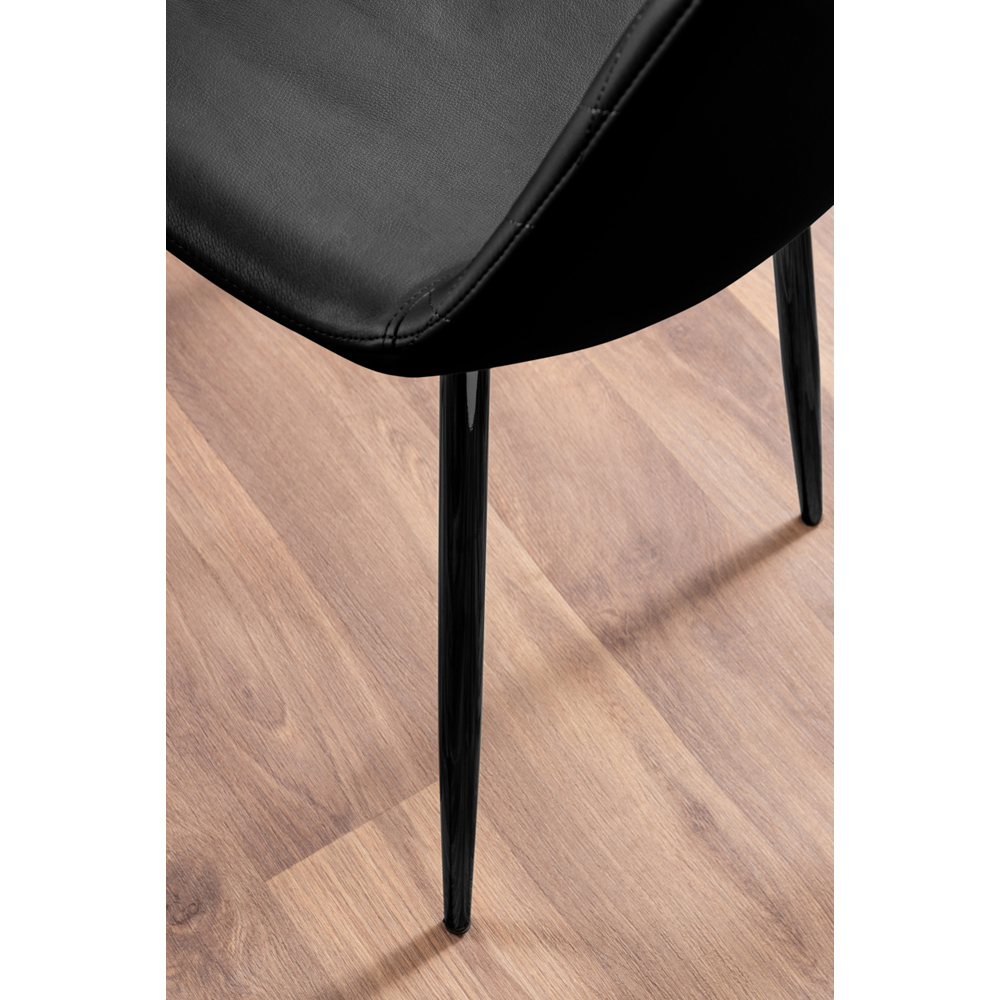 Furniturebox Solara Set of 2 Black Faux Leather Dining Chair Image 6
