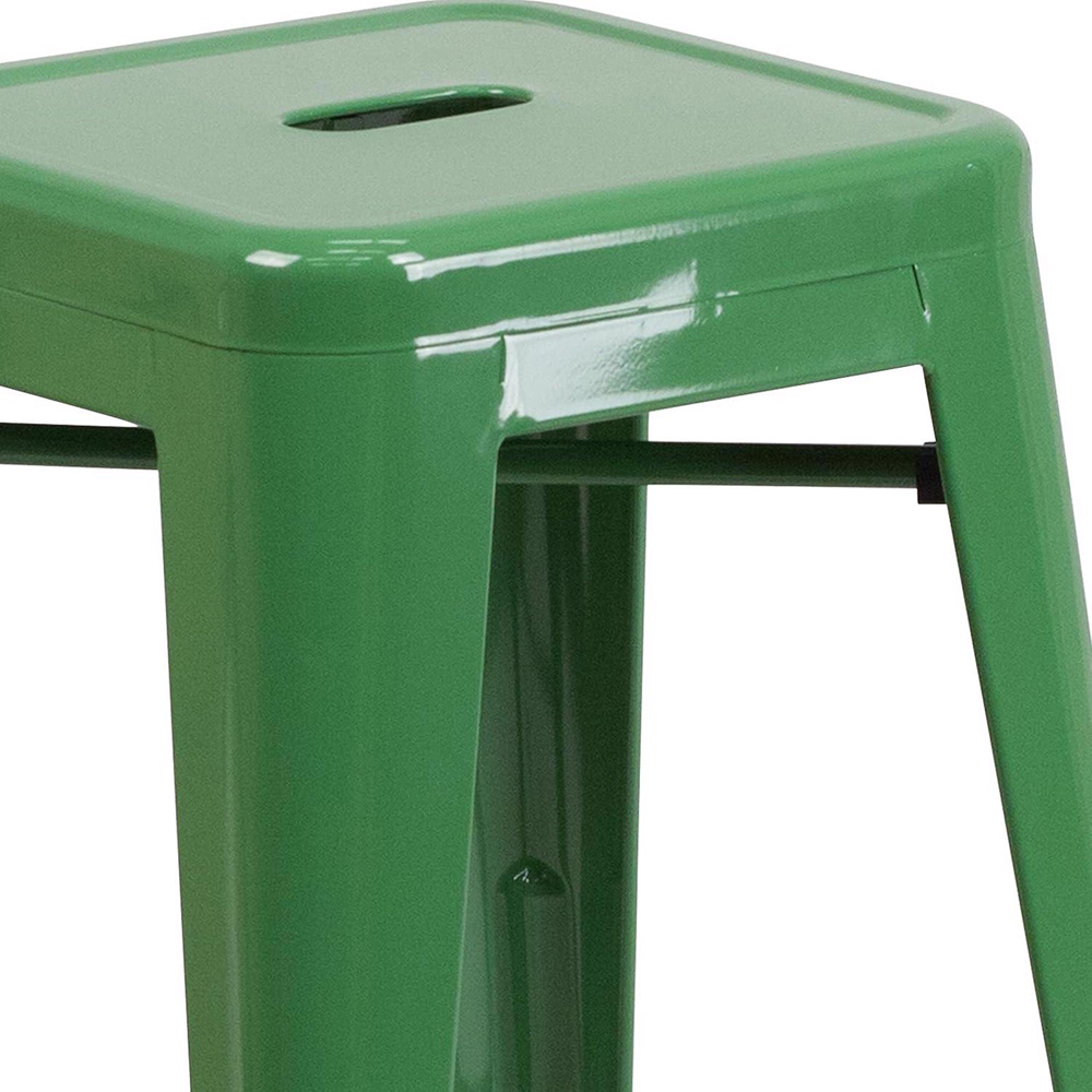 FWStyle Set of 4 24 inch Green Galvanised Steel Ready Assembled Bar Stools Image 4