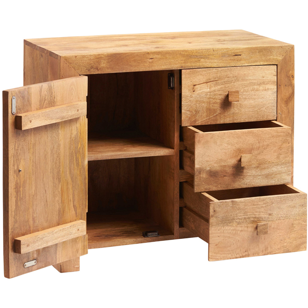 Brooklyn Napoli Toko Single Door 3 Drawer Light Mango Sideboard Image 4
