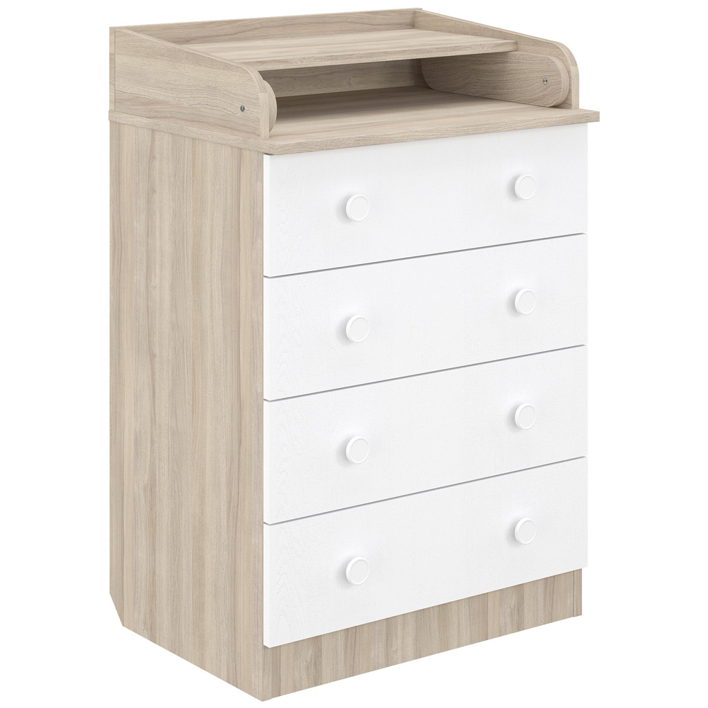 Shefa 600 4 Drawer Elm and White Kids Changing Dresser Image 3