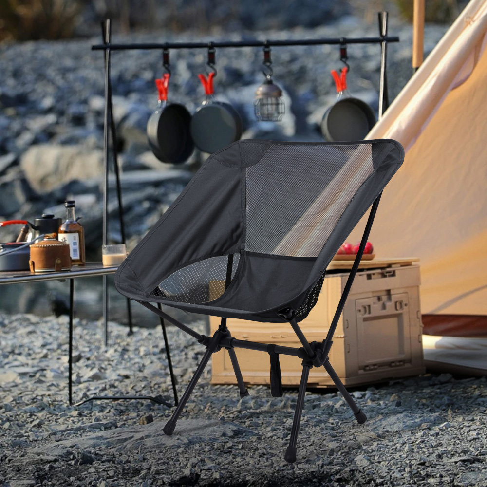 Living and Home Black Breathable Mesh Foldable Camping Chair Image 2