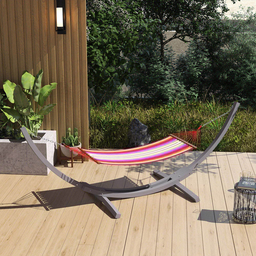 Outsunny Grey Wooden Hammock Stand 3m Image 3