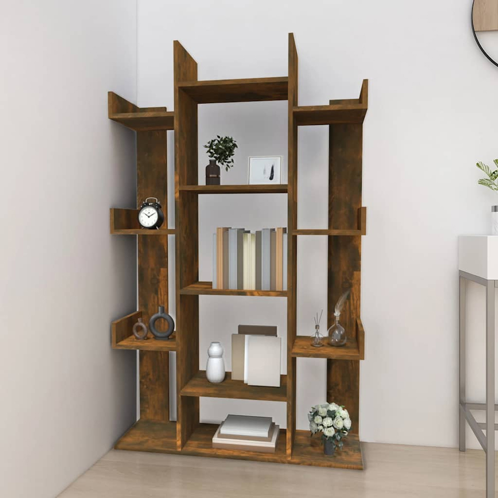 vidaXL 13 Shelf Smoked Oak Bookcase Image 7
