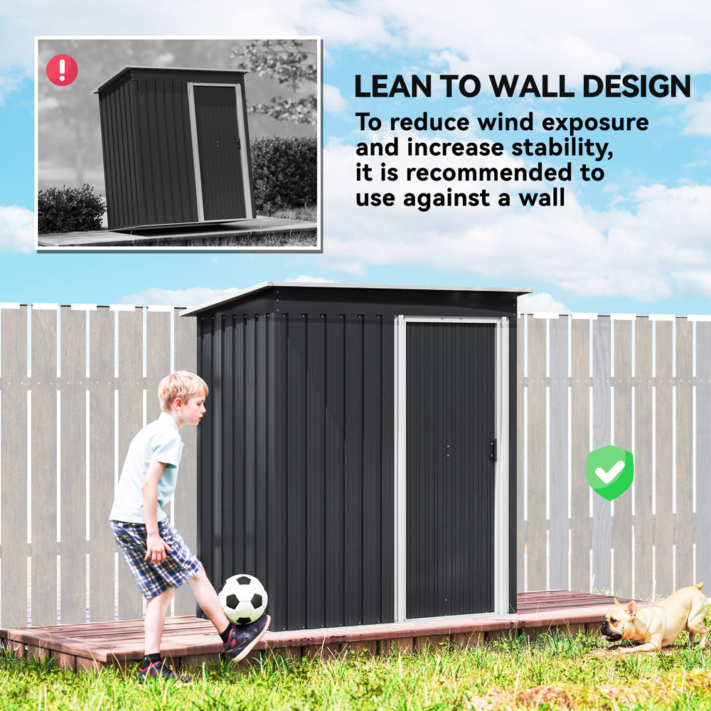 Outsunny 5 x 3ft Black Metal Pent Garden Shed Image 7