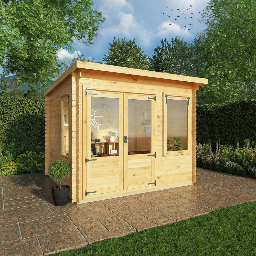 Mercia 9.8 x 9.8ft Double Door Wooden Pent Log Cabin Image 7