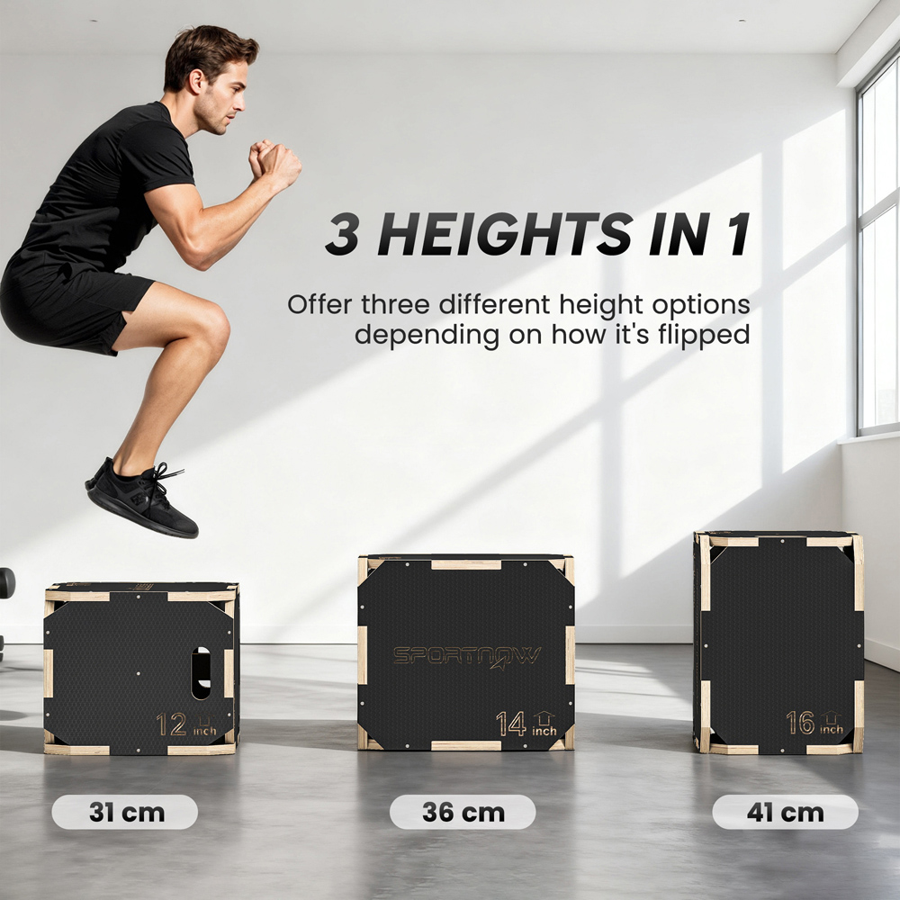 SPORTNOW Non-Slip Corner-free Wooden Plyo Box 31 x 36 x 41cm Image 9