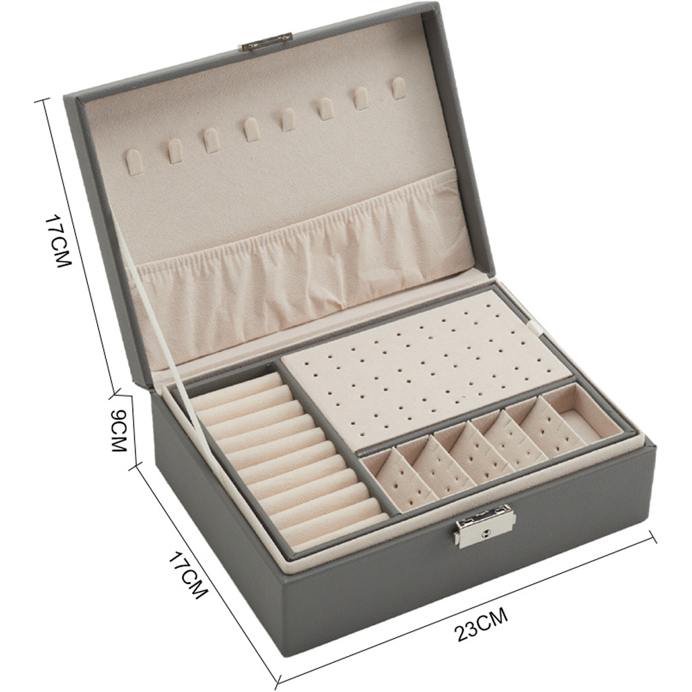 H&O Direct 2 Tier Grey Lockable Jewellery Organiser Image 5