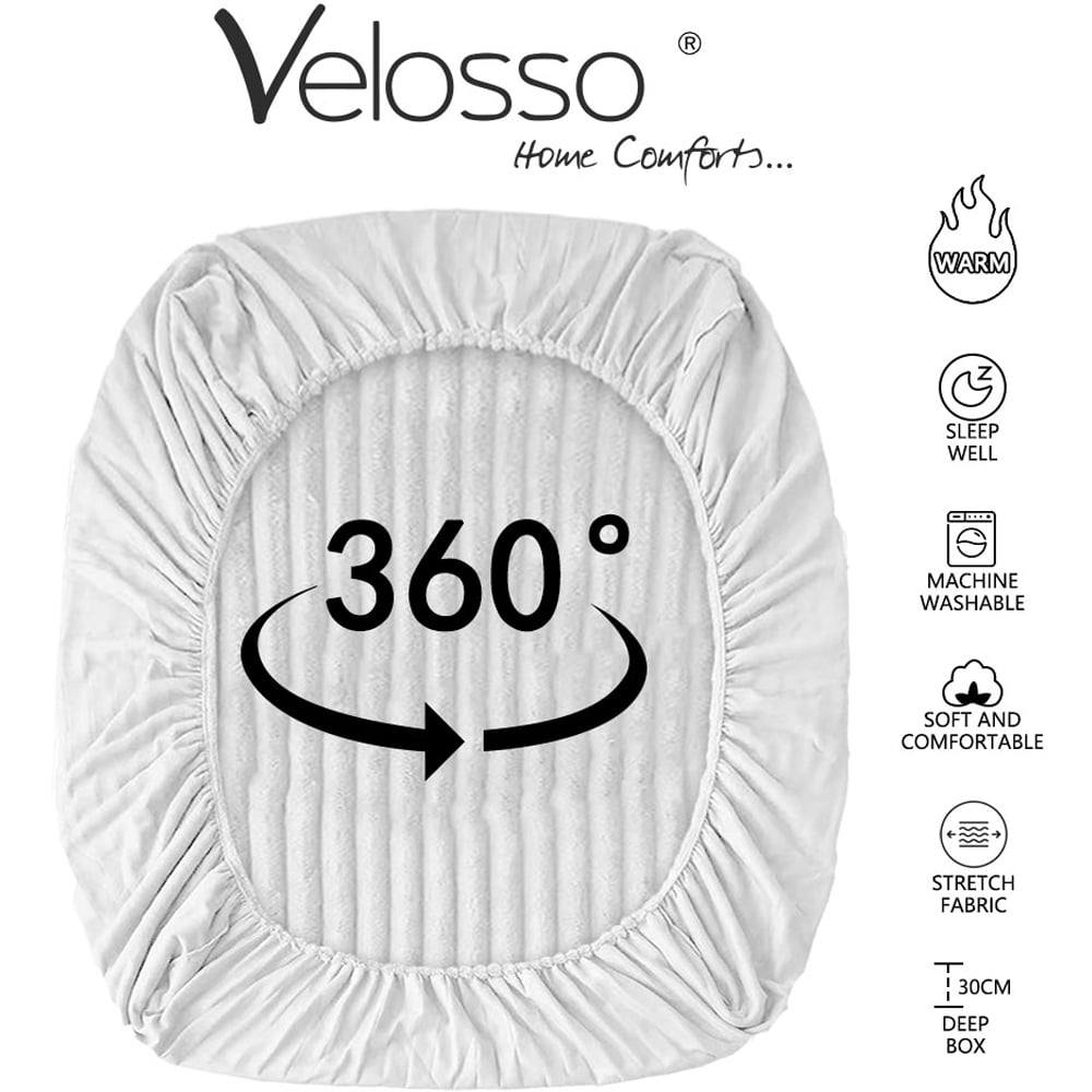 Velosso King Size White Jumbo Cord Fitted Bed Sheet Image 4