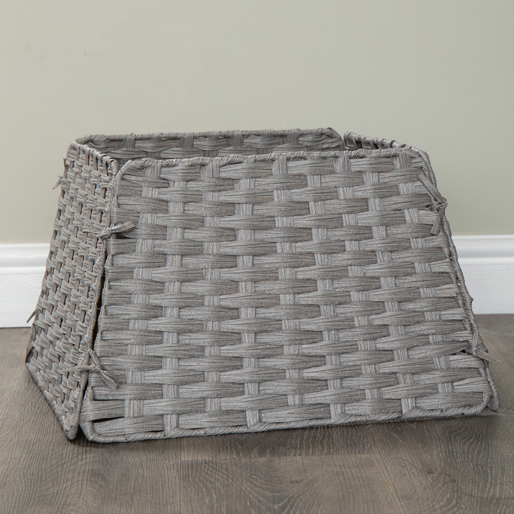 Samuel Alexander Grey Foldable Rattan Christmas Tree Skirt 47cm Image 5