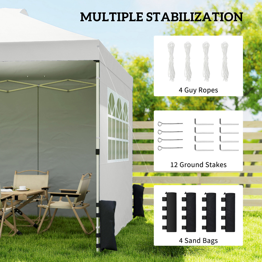 Outsunny 3 x 3m White Pop Up Canopy Adjustable Gazebo Image 5