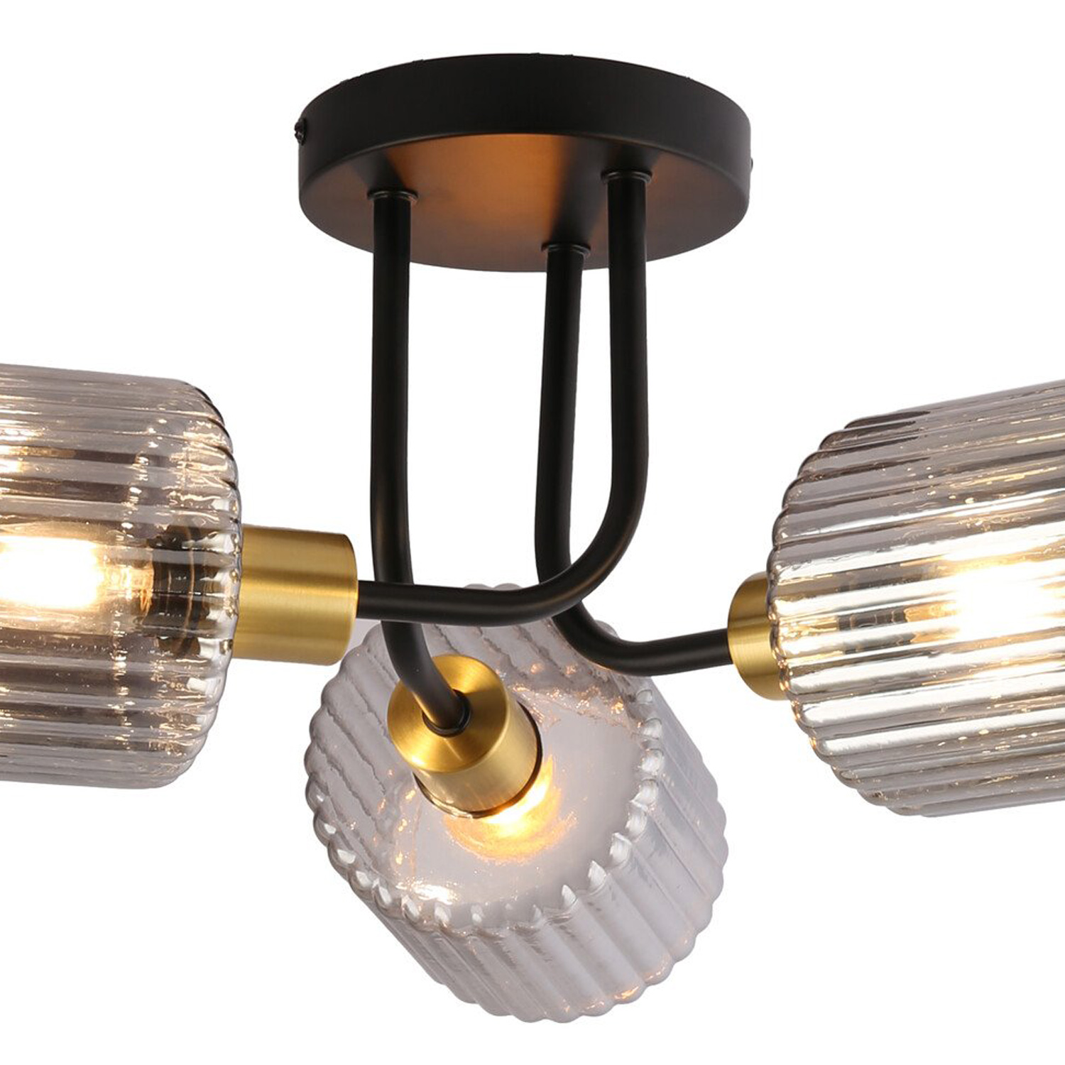 Roman 3 Arm Flush Ceiling Fitting Smoked Black Image 6