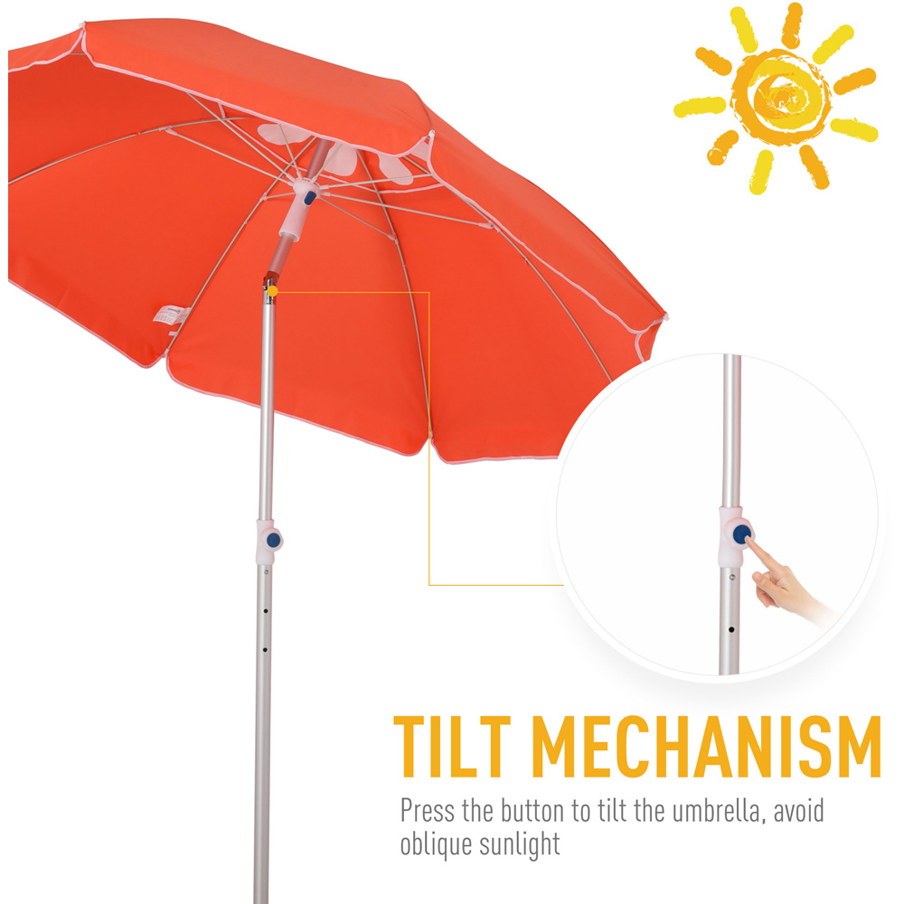 Outsunny Orange Arched Tilting Beach Parasol with Carry Bag 1.9m Image 4