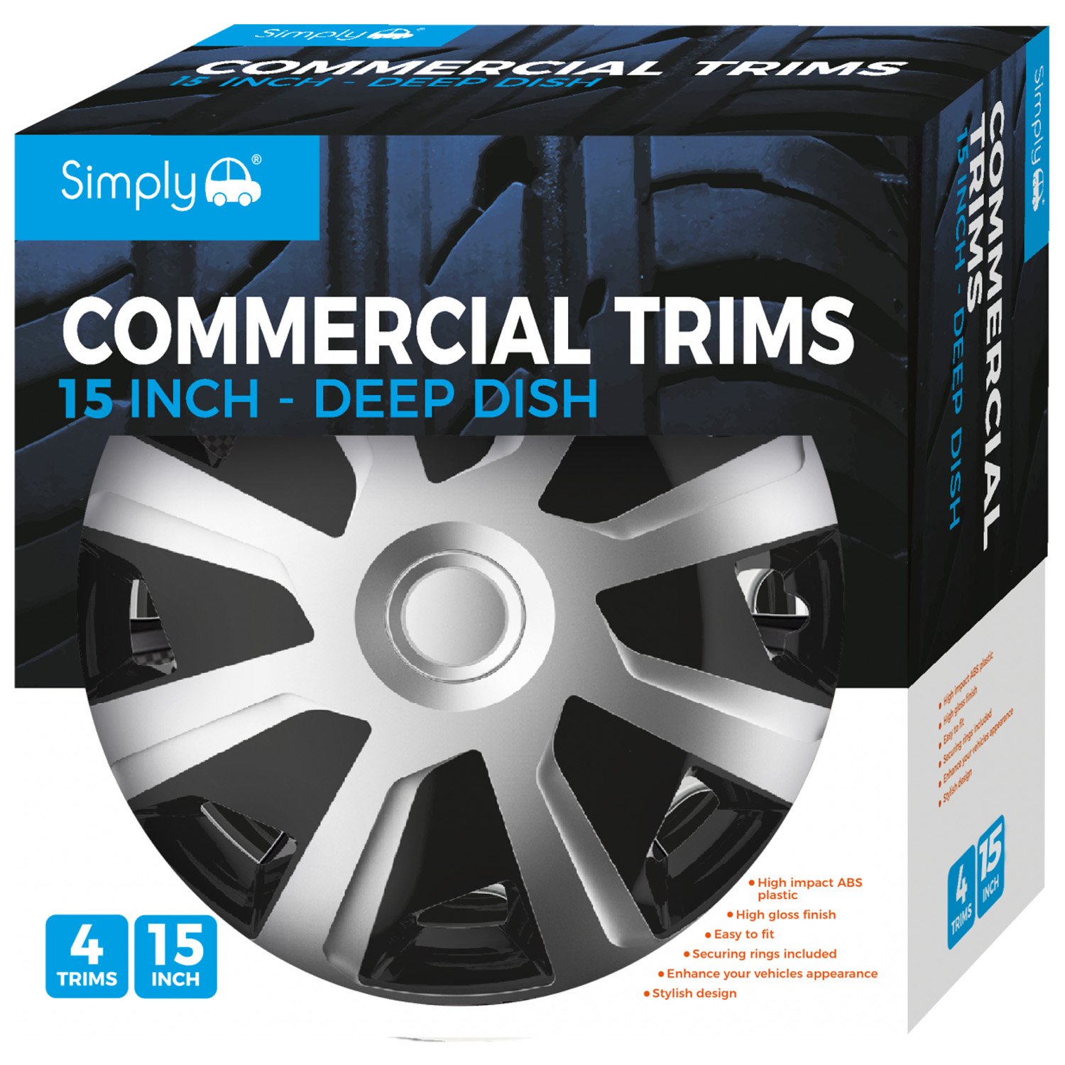Simply Auto 15 inch Mirage Commercial Wheel Trims Image 1