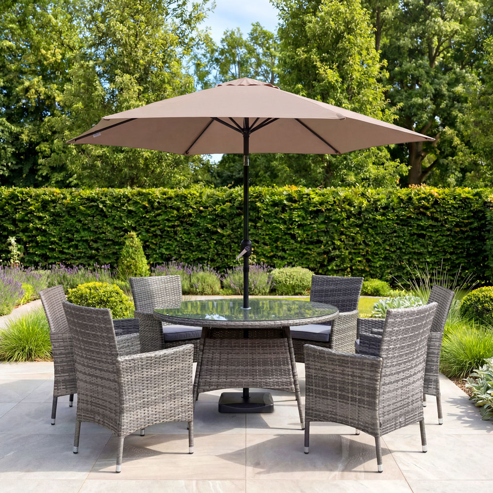 Charles Bentley Taupe Metal Crank and Tilt Parasol 2.7m Image 2