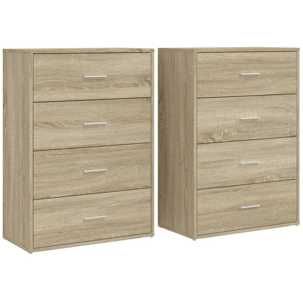 vidaXL 4 Drawer Sonoma Oak Wide Sideboard Set of 2 Image 2