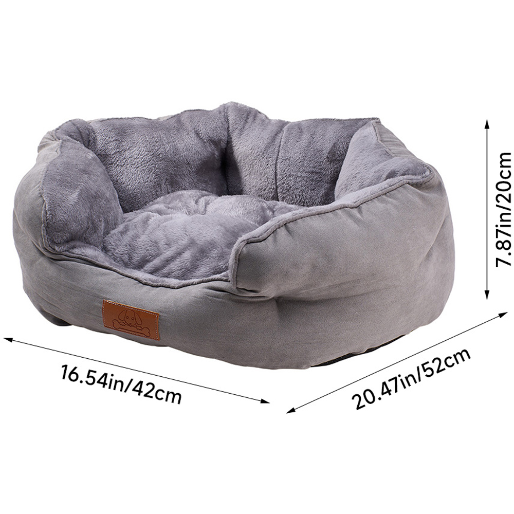 H&O Direct 42cm Grey Soft Touch Suede Pet Bed Image 5