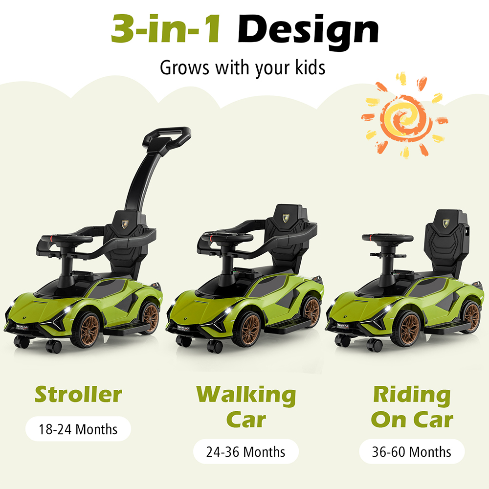 Costway Green 3 in 1 Ride On Push Car Image 6