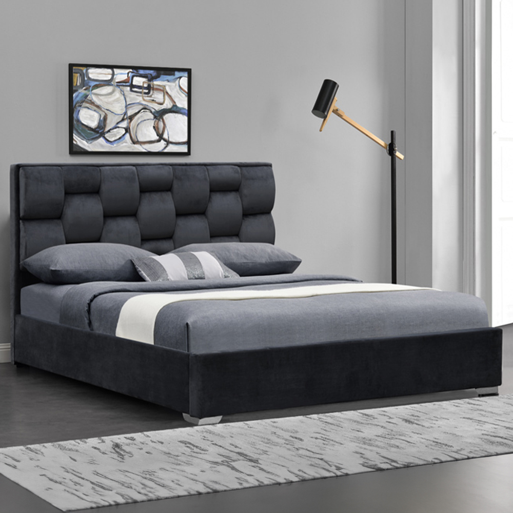 Brooklyn Grey Plush Velvet 3 Piece Bedroom Furniture Set Image 2
