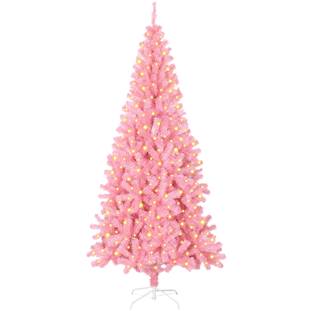 vidaXL Pre-Lit Pink Artificial Christmas Tree 6ft Image 1