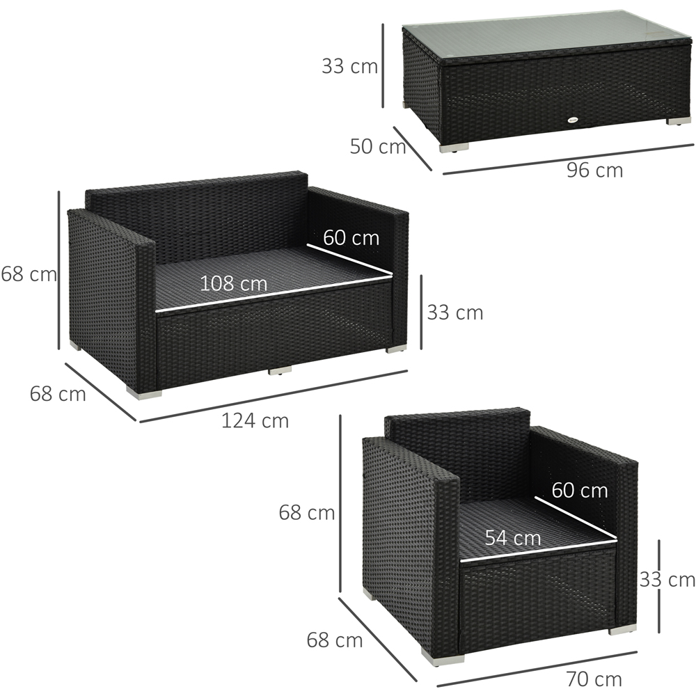 Outsunny 4 Seater Black and White PE Rattan Sofa Lounge Set Image 7