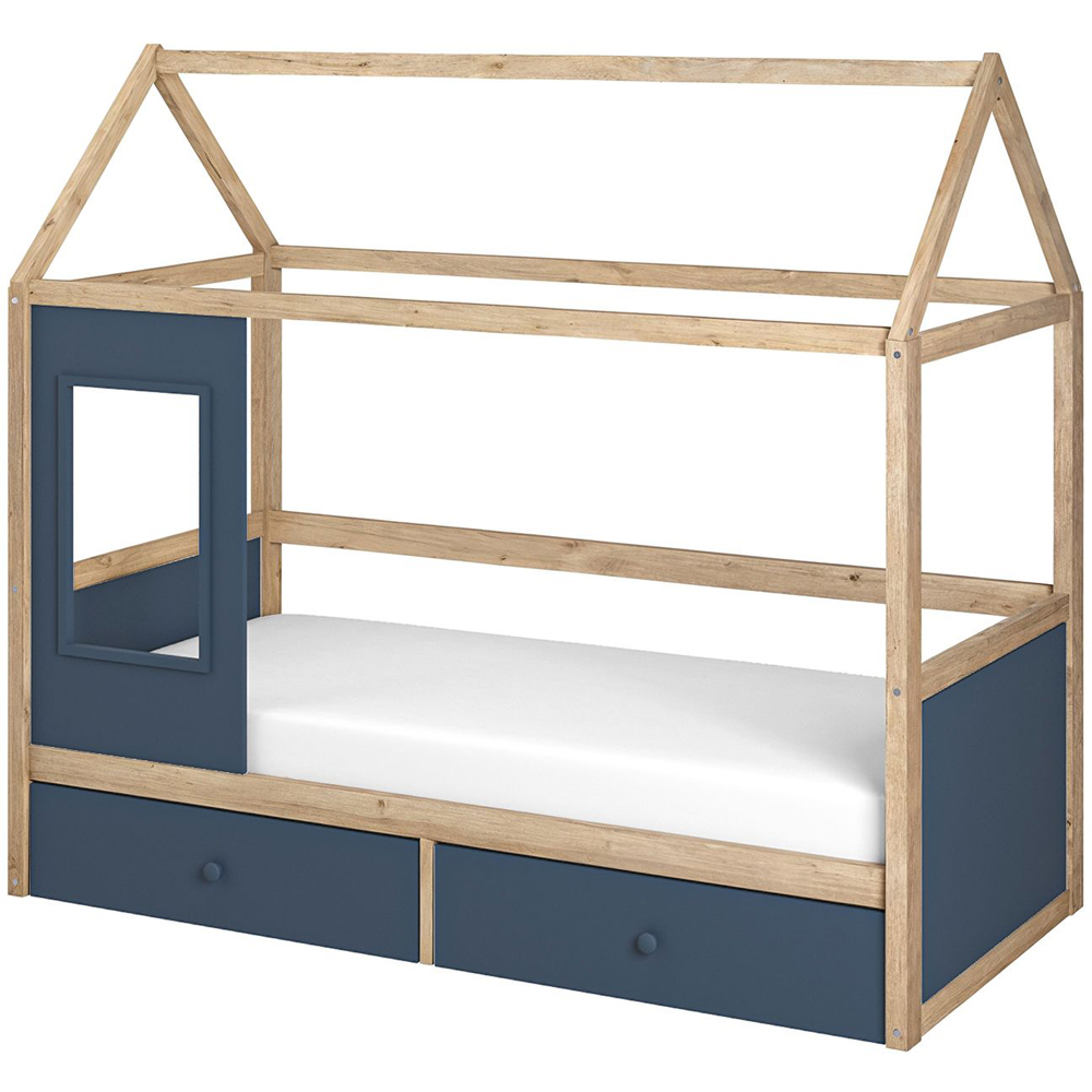 Flair Ted Blue Wooden Play House Bed Frame with Storage Image 2