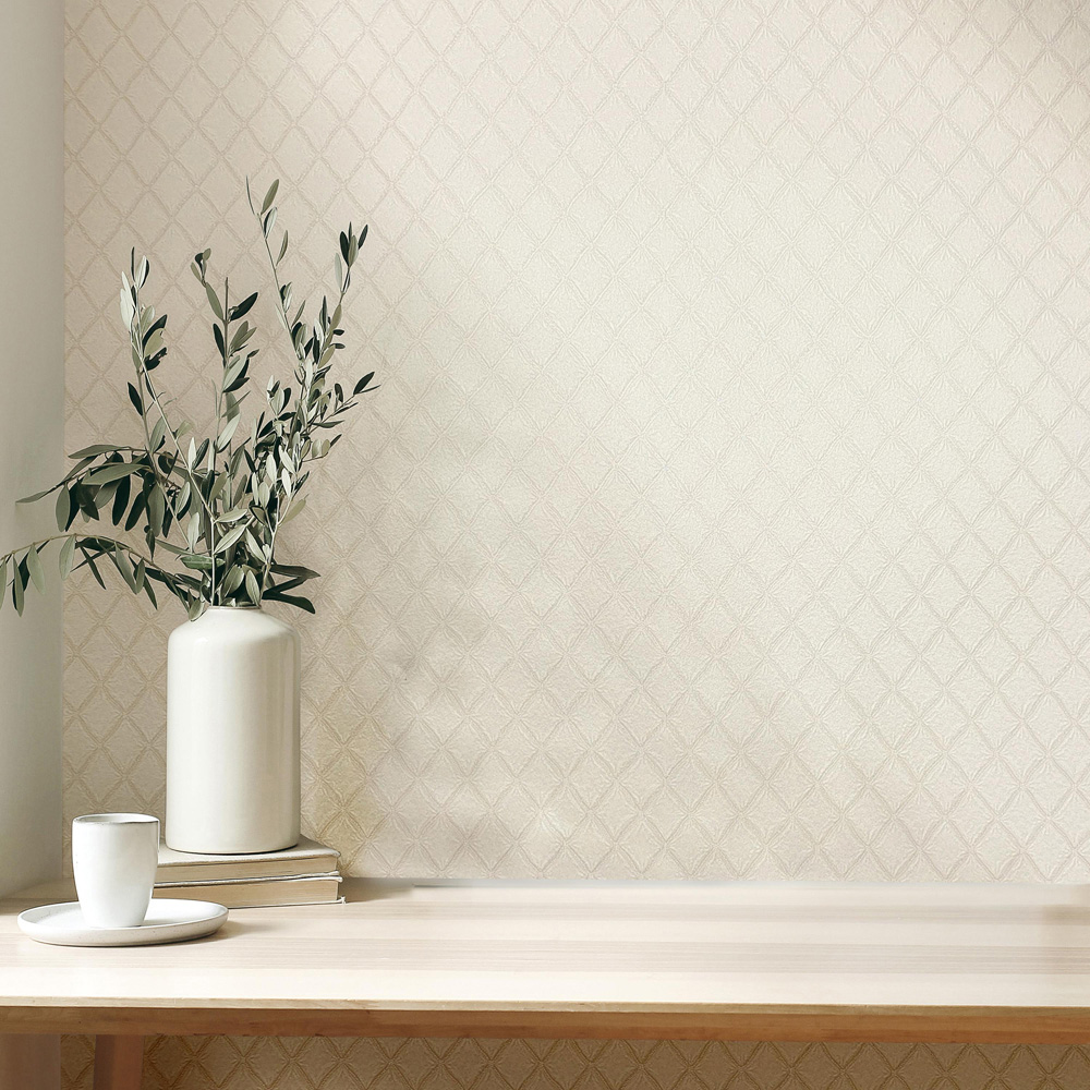 Vymura Santina Trellis Natural Vinyl Wallpaper Image 3