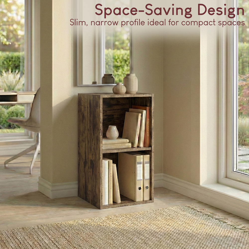 VIDA DESIGNS Oxford 2 Shelf Dark Wood Cube Bookcase Image 5