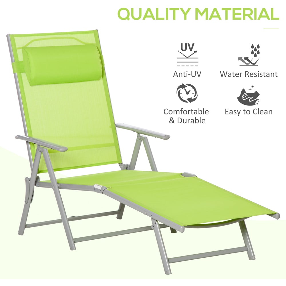 Outsunny Green Reclining Folding Sun Lounger Image 4