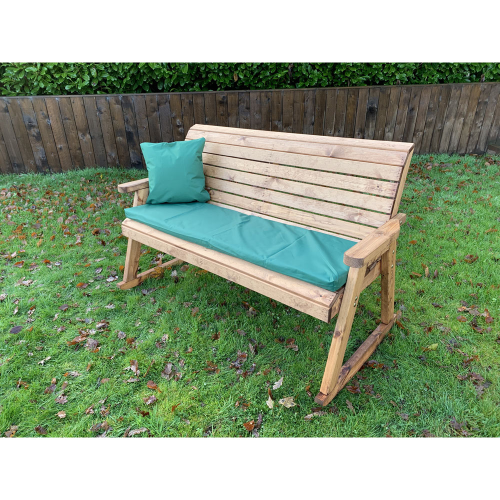Charles Taylor 3 Seater Rocker Bench with Green Cushions Image 4
