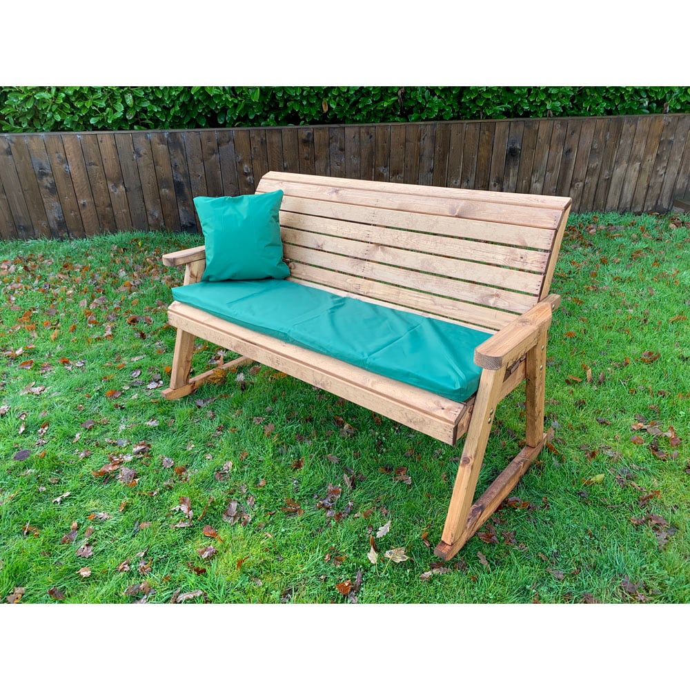 Charles Taylor 3 Seater Rocker Bench with Green Cushions Image 4