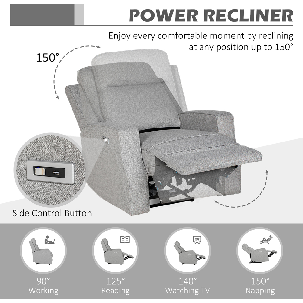 HOMCOM Grey Electric Recliner Armchair Image 4