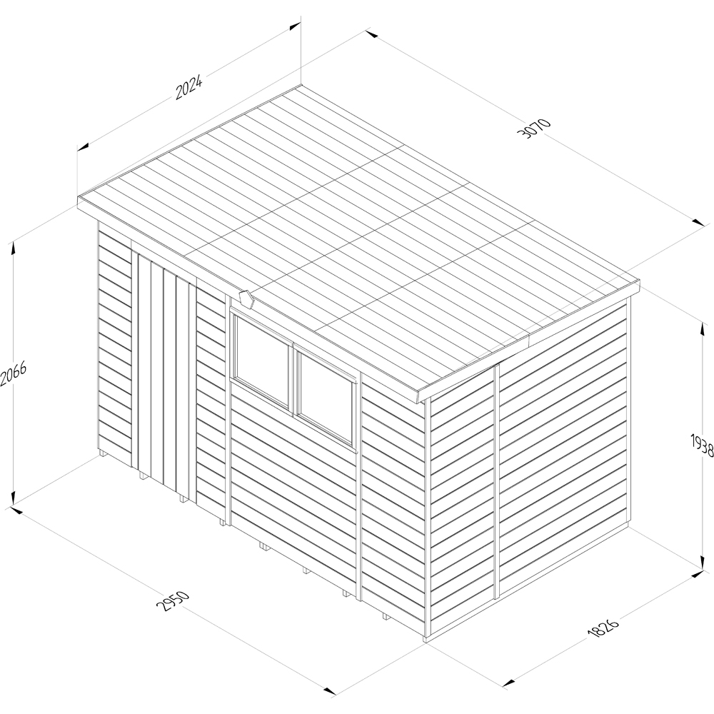 Forest Garden Timberdale 10 x 6ft Single Opening Pent Shed Image 9