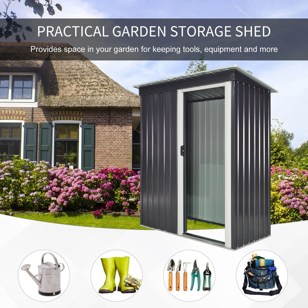 Outsunny 5 x 3ft Black Garden Metal Shed Image 6