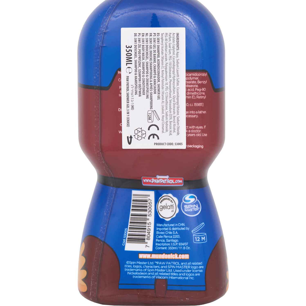 Paw Patrol Chase 3 in 1 Shower Gel Image 3