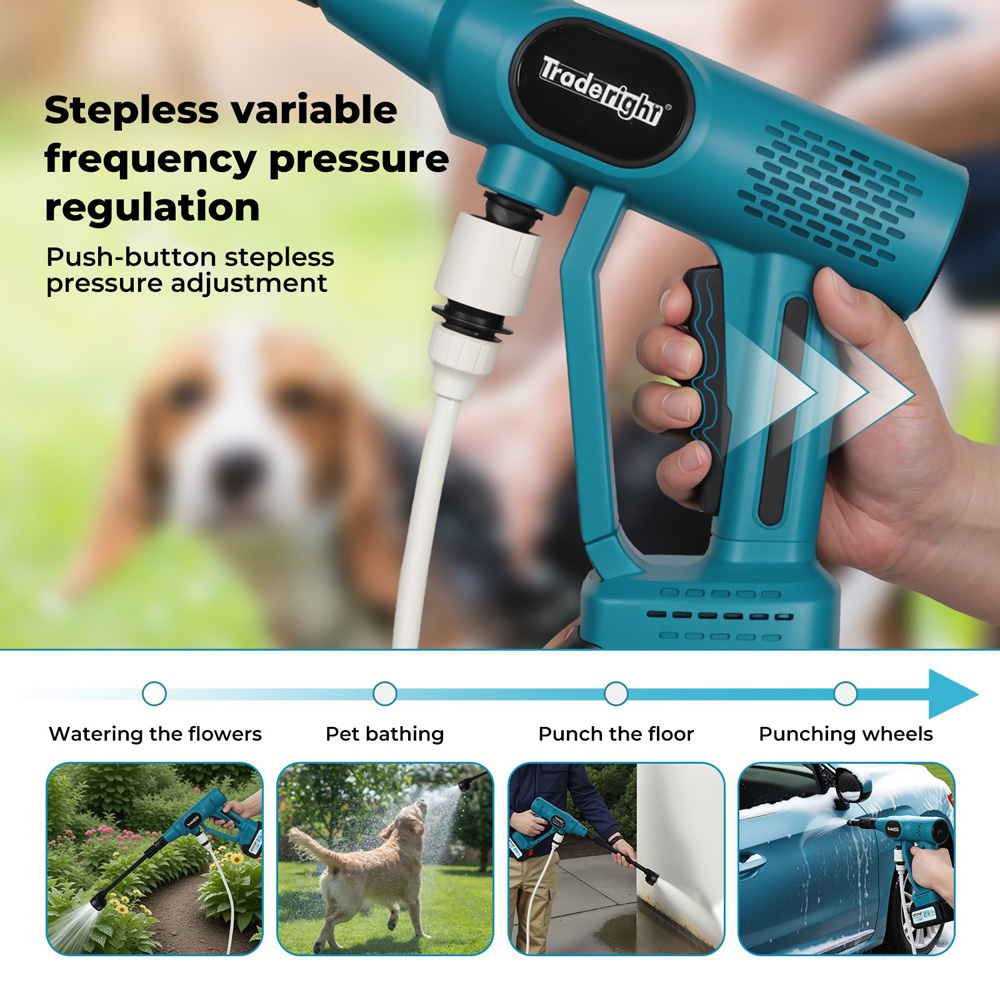 Traderight HW0297-UK 50 Bar Cordless Handheld Pressure Washer with 2 Batteries and Accessories Image 6