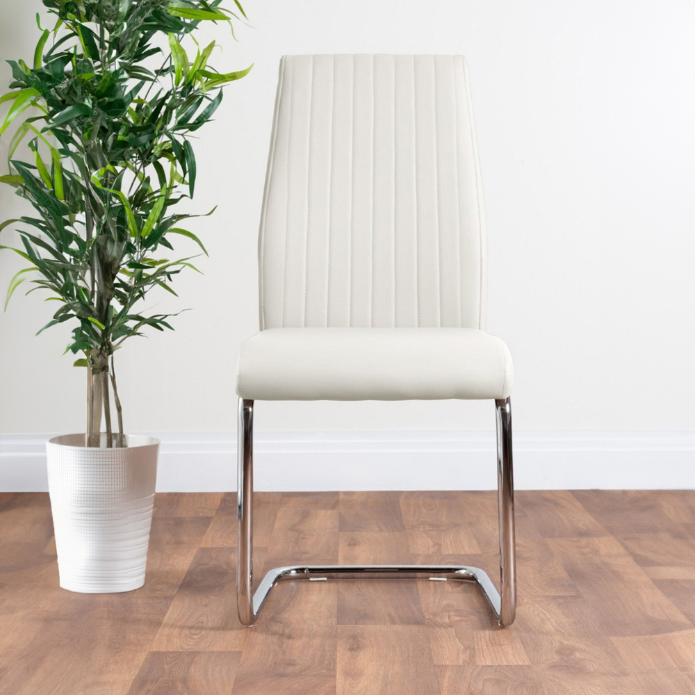 Furniturebox Lucia Fortana 6 Seater Dining Set White Gloss and Chrome Image 3